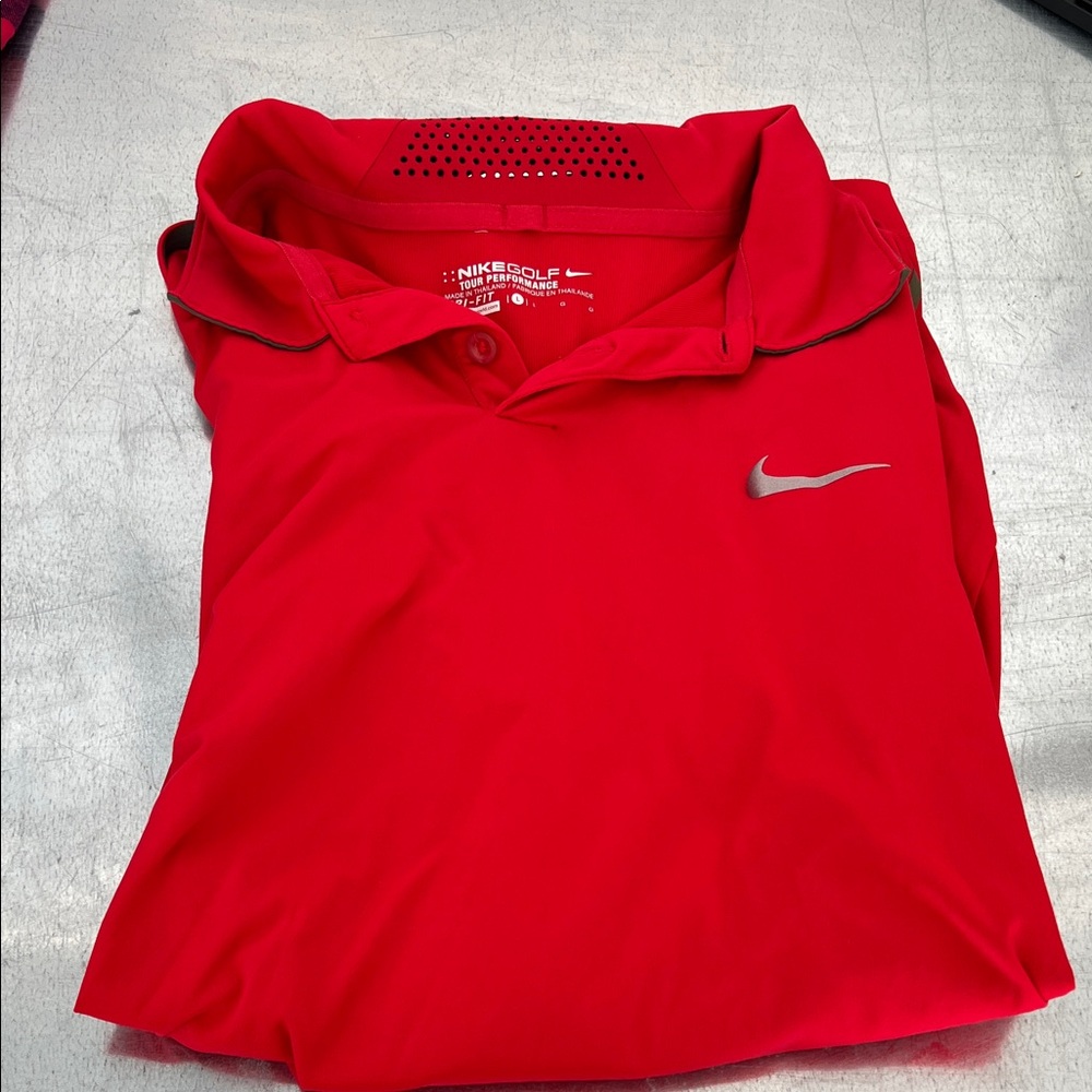 Nike Red Polo Golf Shirt with Silver Logo